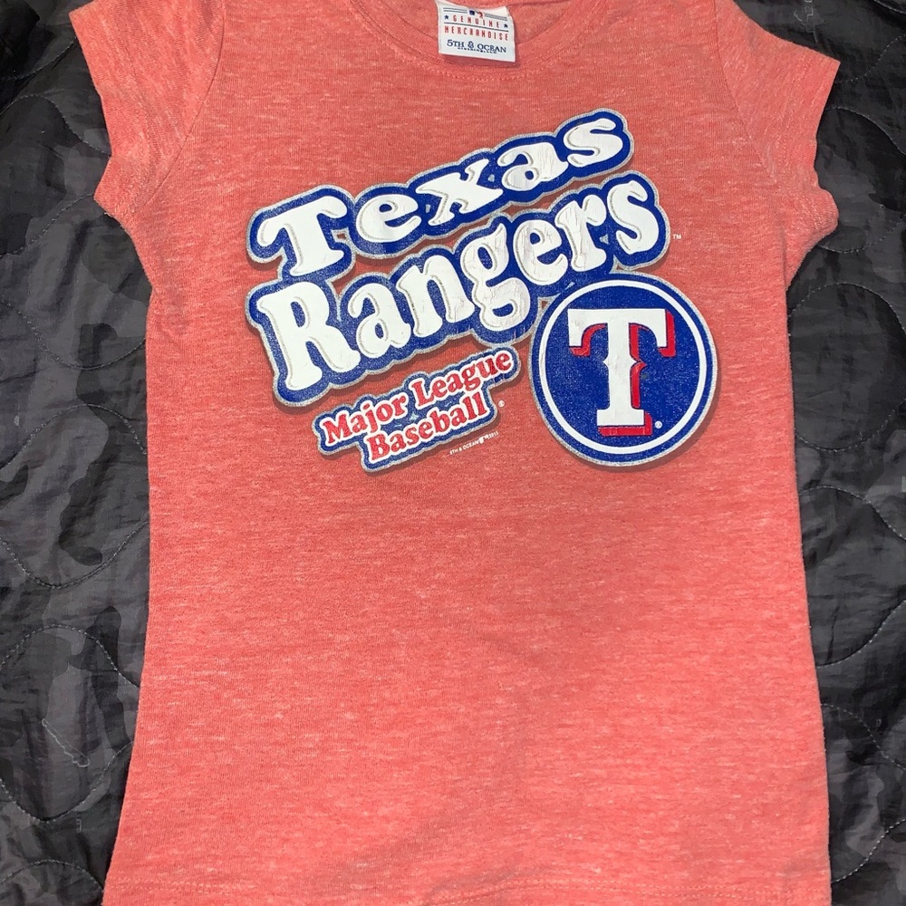 ⚾ Red Texas Rangers Girls Tee sz 4/5 🧢 Cute MLB Shirt!